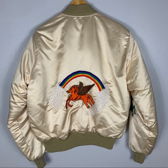 Vintage Jackets & Blazers - Vintage Embroidered Rainbow Unicorn Bomber Jacket